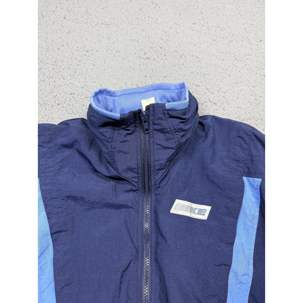 Vintage Nike Jacket Mens Large Blue Hooded Full Zip Windbreaker Colorblock 90s - Picture 10 of 10